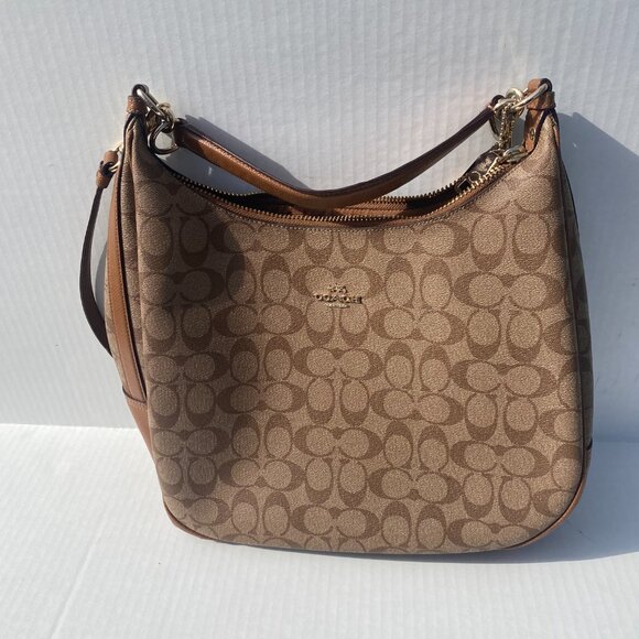 Coach Brown Signature Coated Canvas and Leather Harley Hobo - Picture 16 of 16